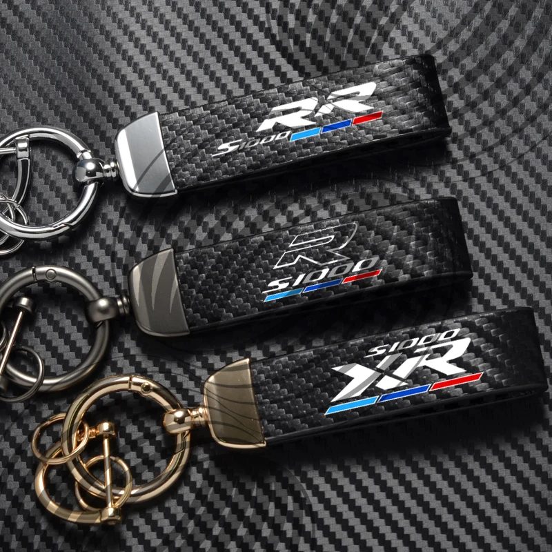 Für S1000RR S1000R S1000XR HP4 Logo Emblem Motorrad Carbon Faser Leder Zink-legierung Schlüsselbund Mikrofaser Schlüssel Kette Zubehör