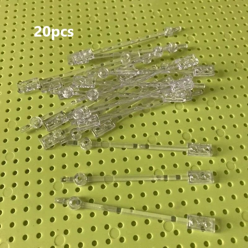 20 Stück MOC transparente Baustein-Puppenhalterung, ABS, Stützstange 1x12 mit 1x2 Lath-Lampenpfosten, DIY-Baustein-Zubehör