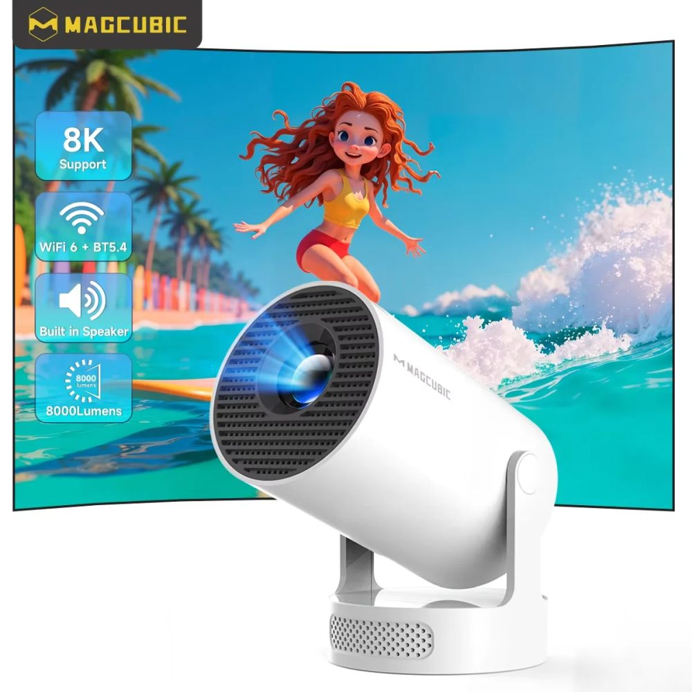 Magcubic HY300 Pro+ 8K Wifi6 Projektor 290ANSI Android 14 Dual WIFI Allwinner H726 BT5.4 1280x720P Heimkino Outdoor Tragbar
