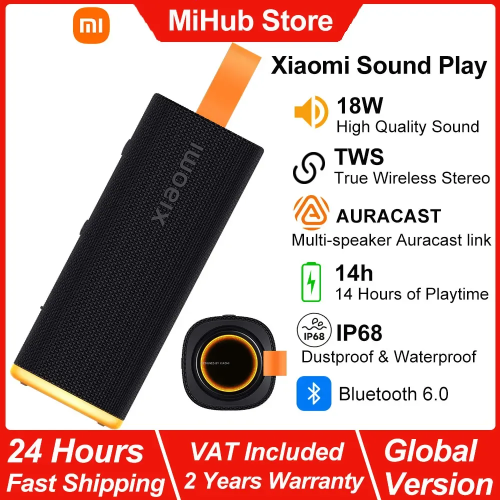 2026 Xiaomi Sound Play, 18W Tragbarer Bluetooth-Lautsprecher, 2600mAh 14h Akkulaufzeit, TWS True Wireless Stereo, IP68 Bluetooth 6.0