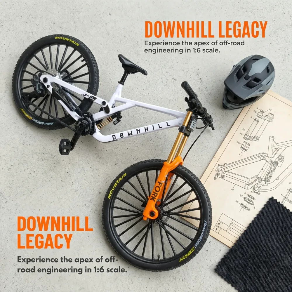 1:8 Maßstab Legierung Mountainbike Miniaturmodell mit Doppel-Stoßdämpfern, abnehmbare Desktop-Dekoration, Geschenk für Fahrrad-Enthusiasten