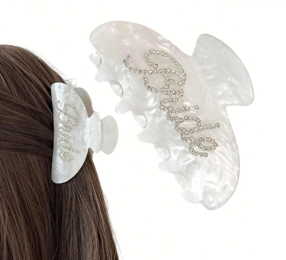 1 Stück, Braut-Haarspange, weiße Acryl-Haarspange, Strass-Braut-Logo |   Dekorationen für Brautparty oder Hochzeitsfeier, Bräute