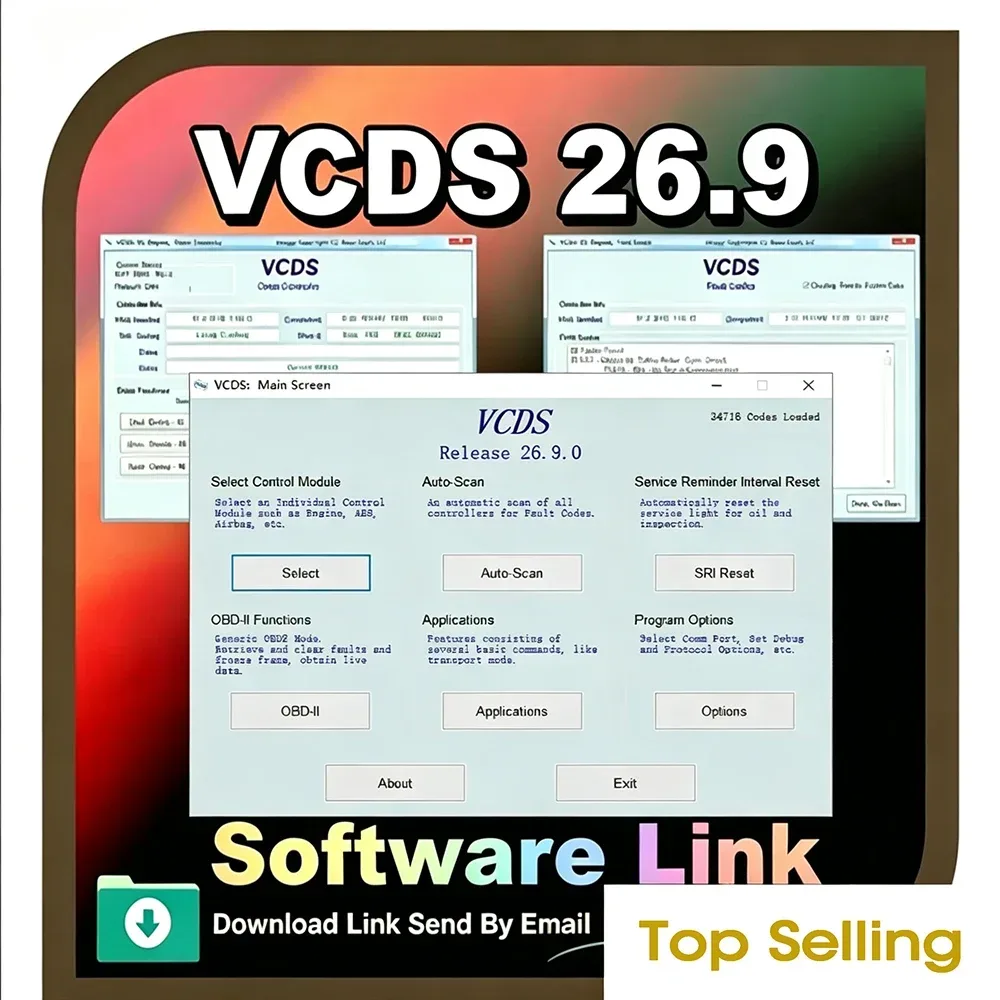NEU26.9 Vcd S SOFTWARE-Update VAG C0M OBD2 Scanner HEXV2 USB-Schnittstelle VW AUDI Skoda Seat Unbegrenzte VINs Mehrsprachig VAGC0M