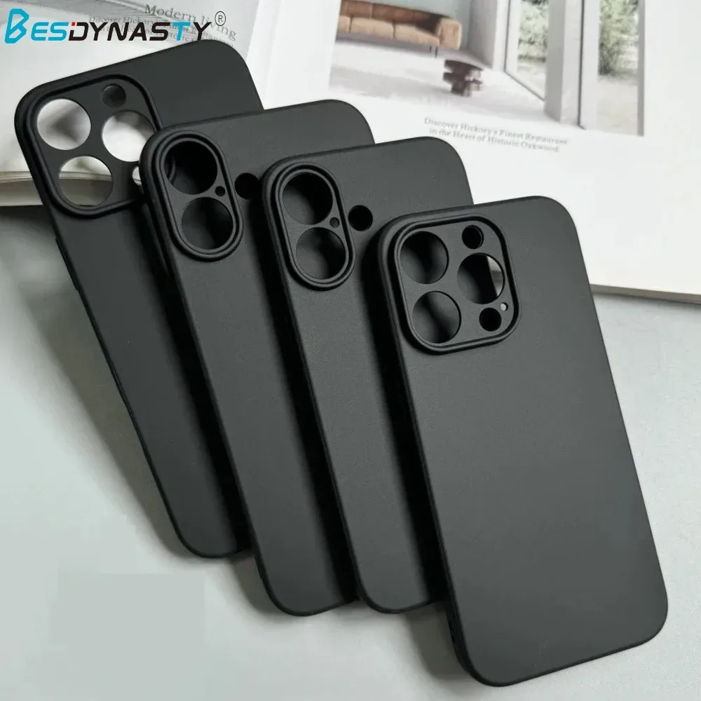 Luxuriöse Vollschwarze Silikon-Matt-Handyhülle für iPhone 18 Pro 17 16 15 14 13 12 11 Pro Max 16 15 14Plus Rückseiten-Abdeckung TPU Weiche Hülle