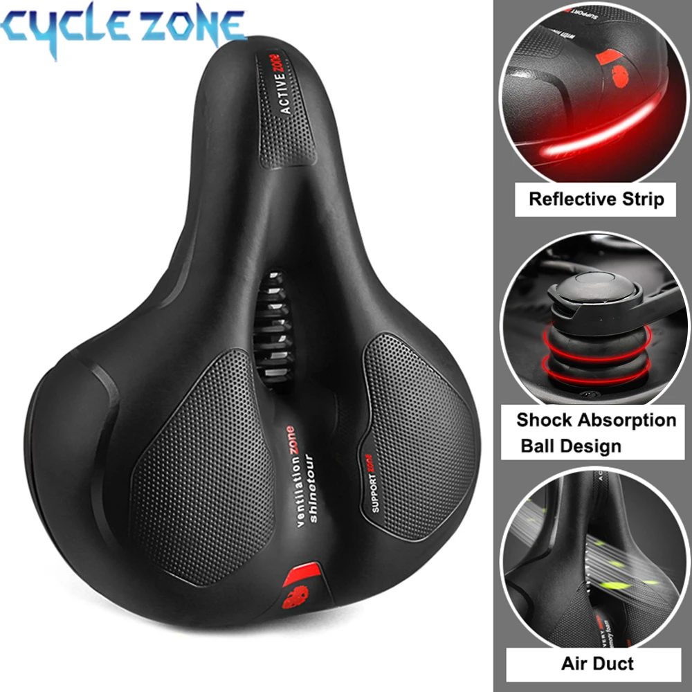 Hohl Atmungsaktive Fahrrad Sattel Männer Frauen MTB Rennrad Sattel Schock Absorbieren Komfortable Big Butt Fahrrad Sitz Sicherheit Warnung