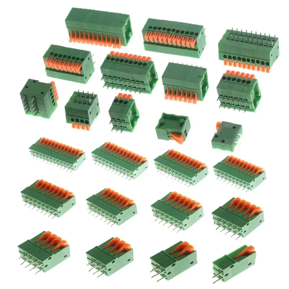 10 Stück 2,54 mm Rastermaß KF141V KF141R Push-in-Feder Schraubenloser Klemmenblock Gerader/gebogener Fuß 1/2/3/4/5/6/7/8/9/10P PCB-Anschluss