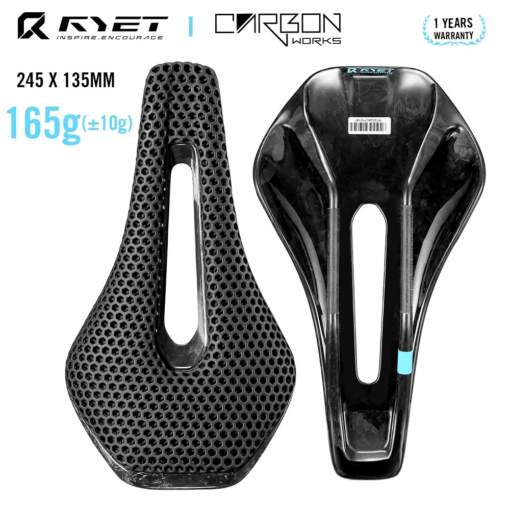 RYET 135/145/155mm 3D-Gedruckter Vollcarbon-Fahrradsattel 245mm 260mm Fahrradsitz für MTB Gravel Rennrad Fahrradteile
