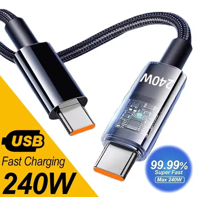 240 W Dual-Ladeleitung Typ-C USB C auf Typ C-Kabel Schnellladung Nylon geflochtenes TypeC-Datenkabel für Samsung Huawei Mi Laptop