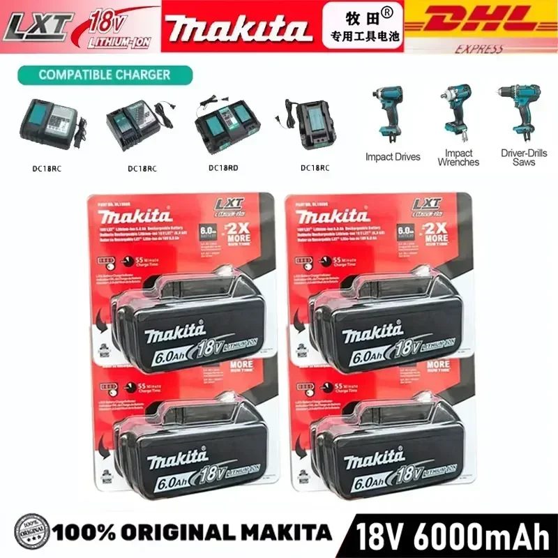 100% Original Makita 18V Akku BL1850B BL1850 BL1860 BL 1860 BL1830 BL1815 BL1840 LXT400 6,0Ah für Makita Werkzeuge und Bohrmaschinen