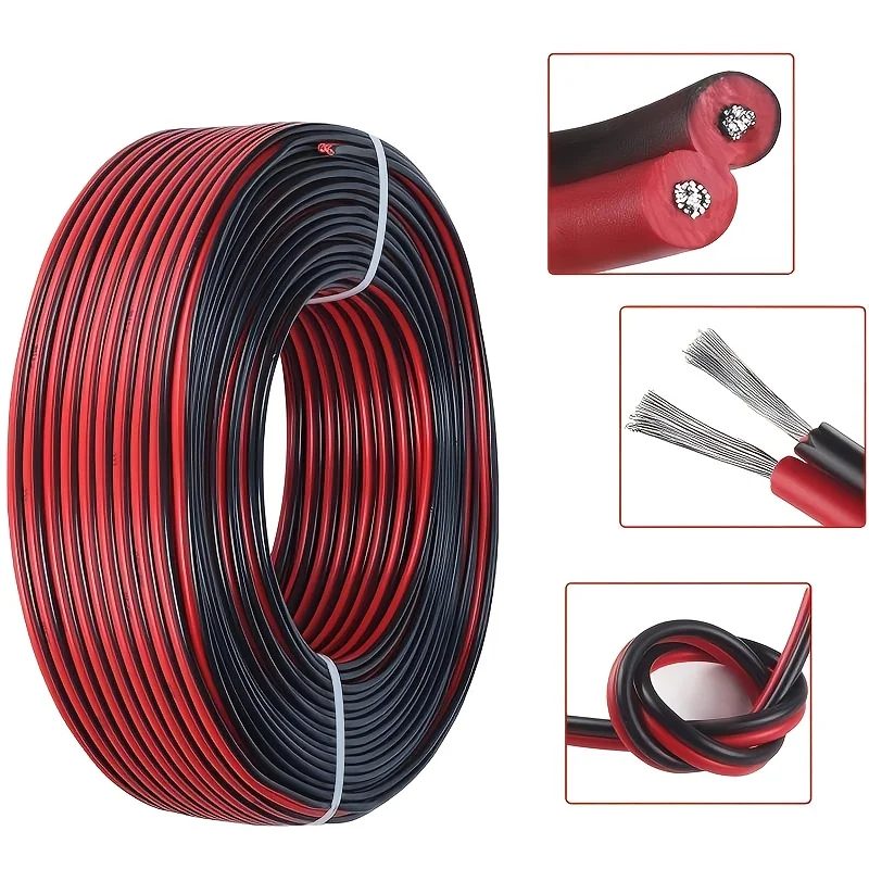 12 V Rot Schwarz Anschlussdraht 2 Pin Automotive Flachkabel LED Verlängerungskabel für Türklingel LED Band Lampe Band Beleuchtung Lautsprecher