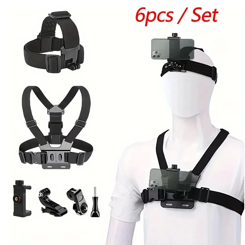 Action-Kamera Zubehör-Set Kopfband Brustgurt Halterung Verstellbarer Halter für GoPro Telefon DJI Osmo SJCAM AKASO Insta360