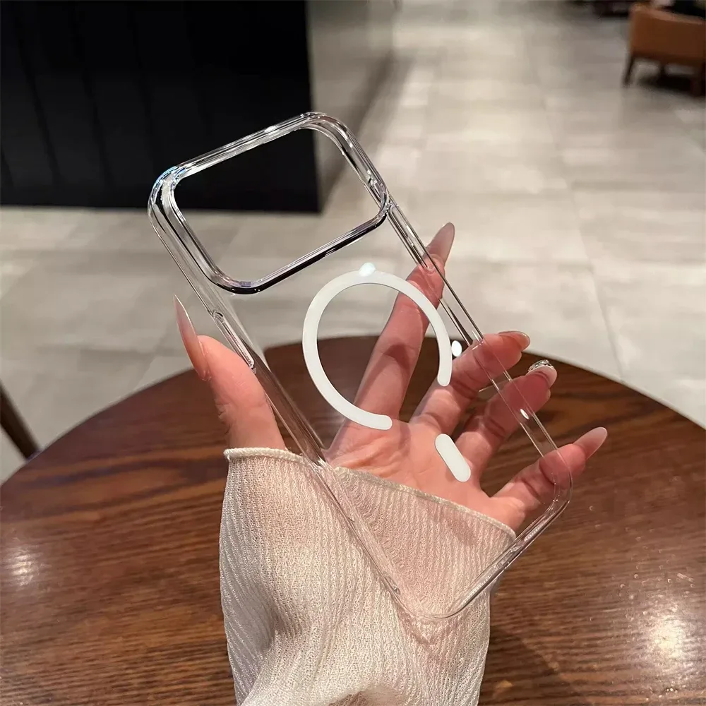 Ultradünne Transparente Hartschale für Magsafe Hülle für iPhone 18 17 Pro Max Air 16 15 14 Plus 13 12 Pro Magnetische Kabellose Ladehülle