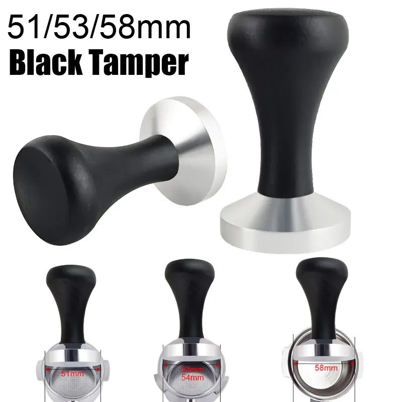 1PC 51/53/58mm Espresso Tamper mit Schwarz Holz Griff, Distributor Kaffee Tampers Für 51/54/58mm Siebträger Kaffee Werkzeuge
