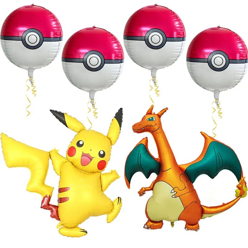 132CM Riesiger Pikachu-Folienballon Pokemon-Ball Folienballons für Pokemon Pikachu Geburtstagsparty-Dekoration