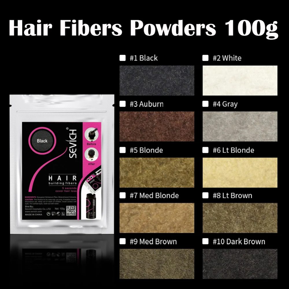 SEVICH Haarfaser 100g Keratin Haarfaser Verdickungspulver Haaraufbau Faserspray Instant Nachwachsen Pulver Haarausfall Concealer
