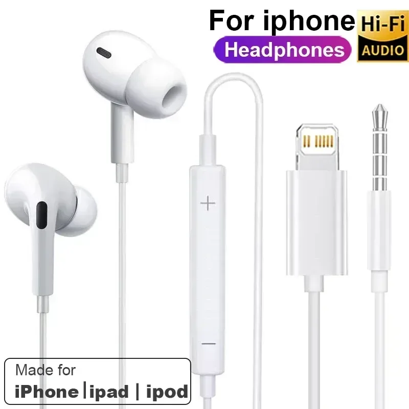 Original-Ohrhörer für Apple iPhone 14 Pro Max Lightning-Kopfhörer 13 12 11 Mini X XS XR SE 6 7 8 Plus kabelgebundener In-Ear-Anruf-Ohrhörer