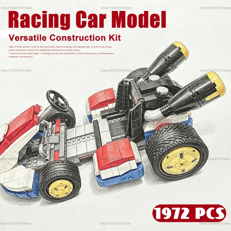 2200+/1900+ Teile Rennwagen-Baustein-Set DIY Bausteine Montagemodell Auto Kreatives Bauspielzeug Spaßiges Geschenk für Kinder und Sammler