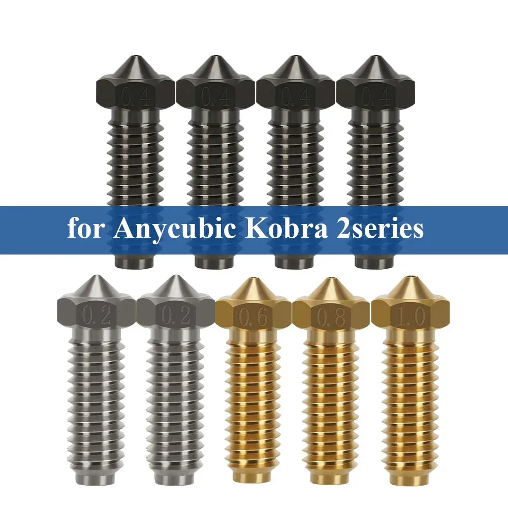 Messingdüse 1,75 mm gehärteter Stahl für ANYCUBIC Kobra 2/2 Pro/2 Plus/2 Max/Neo Drucker Hot End Teile 0,2/0,4/0,6/0,8 mm Düse