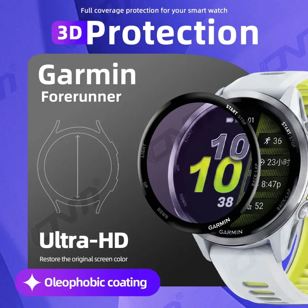 Displayschutzfolie für Garmin Forerunner 970 570 965 265 265S 42 mm 47 mm, vollständig abdeckende, kratzfeste Schutzfolie (KEIN Glas)
