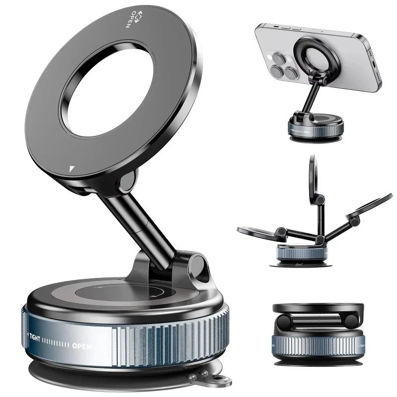 Magnetischer Handyhalter 360° °   Drehbarer Telefonhalter |    Faltbares Design, Vakuum-Saugnapf |   Perfekt für das Armaturenbrett im Auto