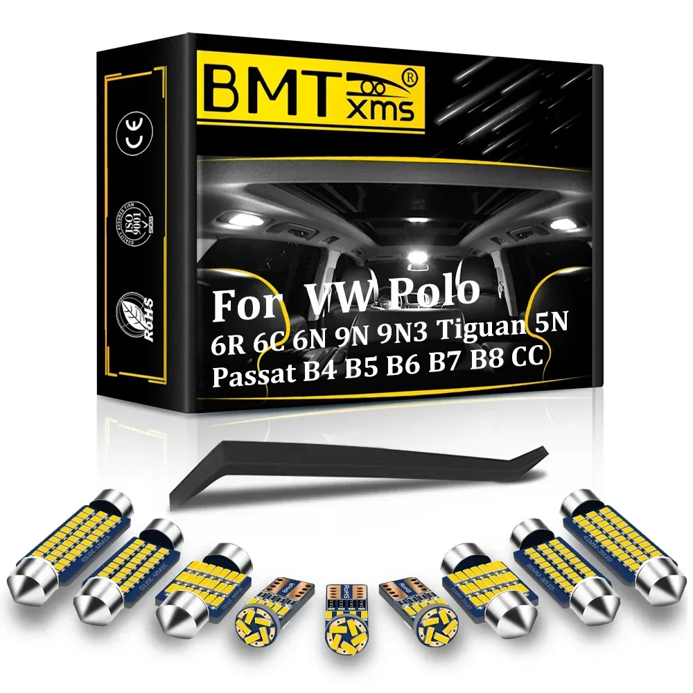 BMTxms Innen-LED-Licht für VW POLO 6R 6C 9N 9N3 6N 6N1 6N2 Passat B4 B5 B6 B7 B8 CC Tiguan 5N Canbus Map Dome Trunk Light Kit
