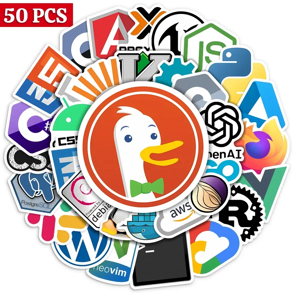 Cartoon-Programmiaturaufkleber, IT-Entwickler, Nutzungssprache, PVC, wasserdicht, für Laptop, Notebook, Koffer, Telefon, Kühlschrank, Skateboarden