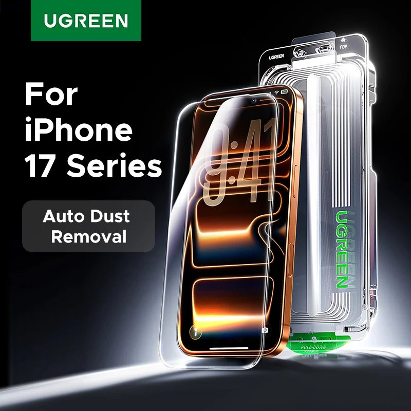 UGREEN 2PCS Automatische Staub-freies Screen Protector Für iPhone 17 Pro Max Gehärtetes Glas Für iPhone 17 16 Pro 17Pro Air Telefon Film