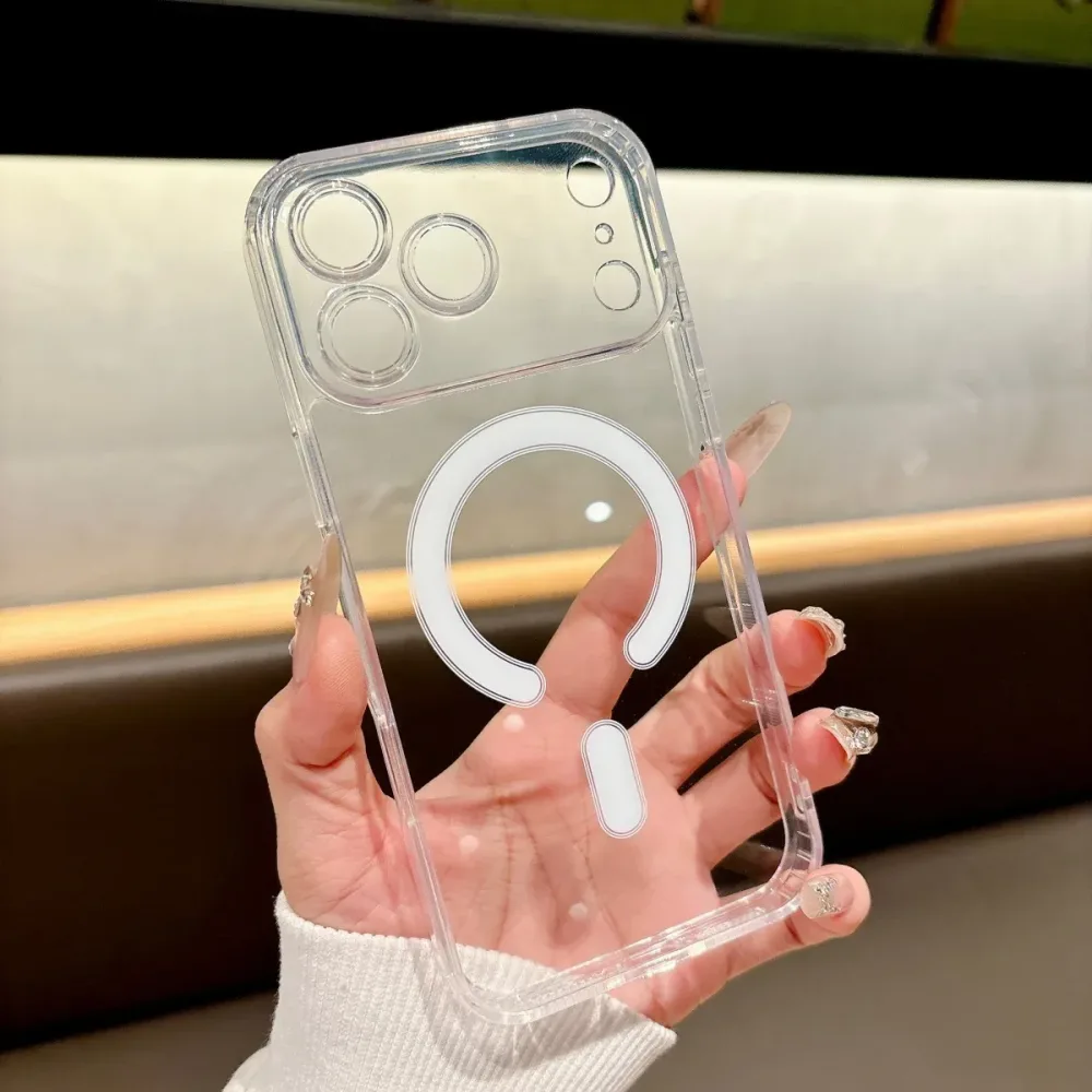 Für Magesafe Magnetische Transparente Kabellose Ladehülle für iPhone 11 12 13 14 15 16 Plus 17 18 Pro Max Stoßfeste Acryl-Schutzhülle