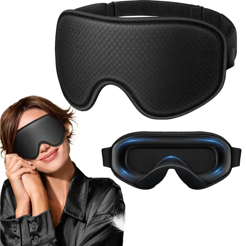 Schlafmaske Blackout Augenmaske zum Schlafen - 3D Atmungsaktive Weiche Komfortable Augenmaske zum Schlafen - Verstellbares Band Unisex