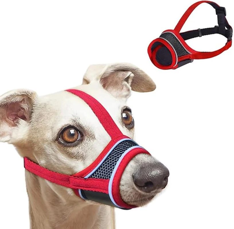 Hundemaulkorb, atmungsaktives, trinkbares Netzmaulkorb, gegen Beißen, Bellen, Kauen, Pflege, Maulkorb mit verstellbarem reflektierendem Riemen