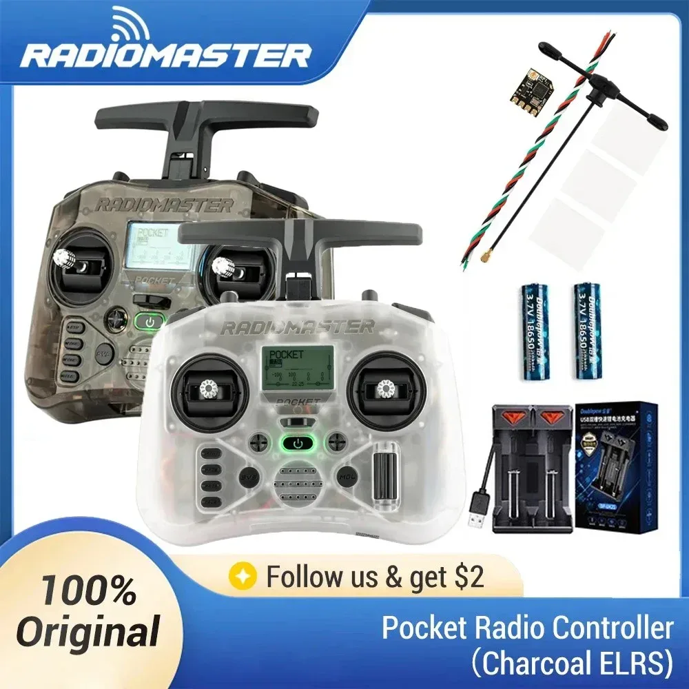 Radiomaster Pocket EdgeTX 2.4G Radio Controller FCC LBT (Mode2 Linkshänder-Drossel) CC2500 / ELRS Hall Gimbal-Sender