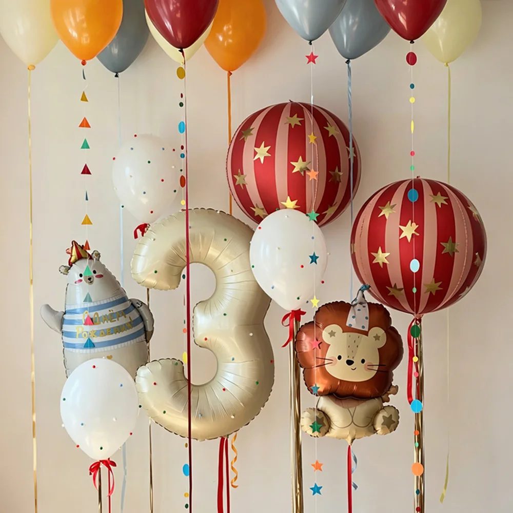 Karnevalsthemen-Dekorationsballon-Set, Cartoon-Löwenballons, für Zirkusgeburtstage und Karnevalsparty-Dekorationsballons.