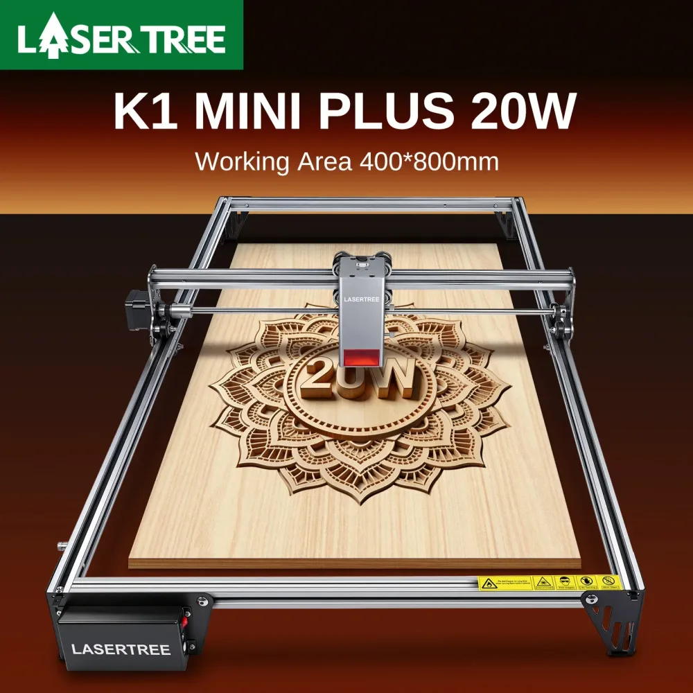 LASER TREE K1 MINI PLUS Lasergraviergerät mit 20W Lasermodul Holzbearbeitungs-Lasergravur- und Schneidemaschine Arbeitsbereich 400x800mm
