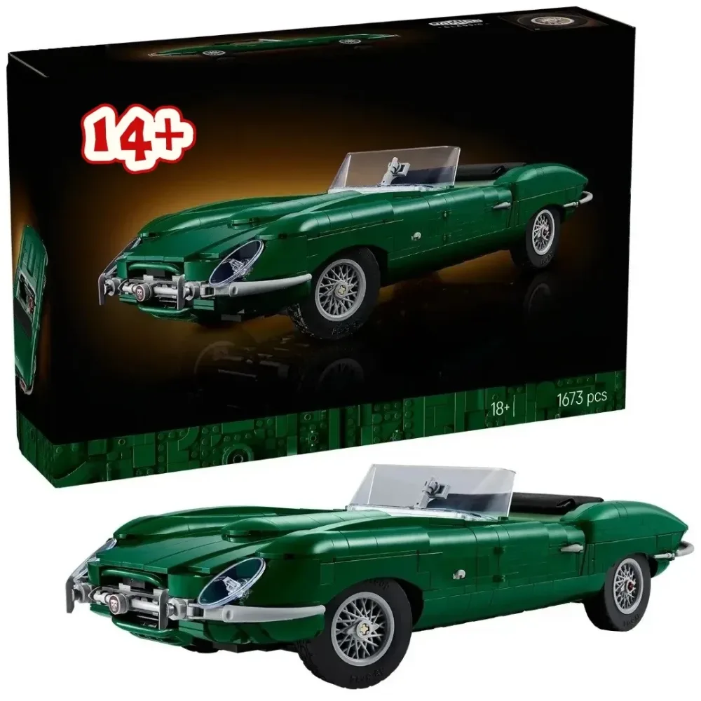 1673 Teile Neues E-Type Vintage Auto Modell Bausteine Berühmtes Grünes Super-Rennauto Fahrzeug Spielzeug Weihnachts- und Geburtstagsgeschenke