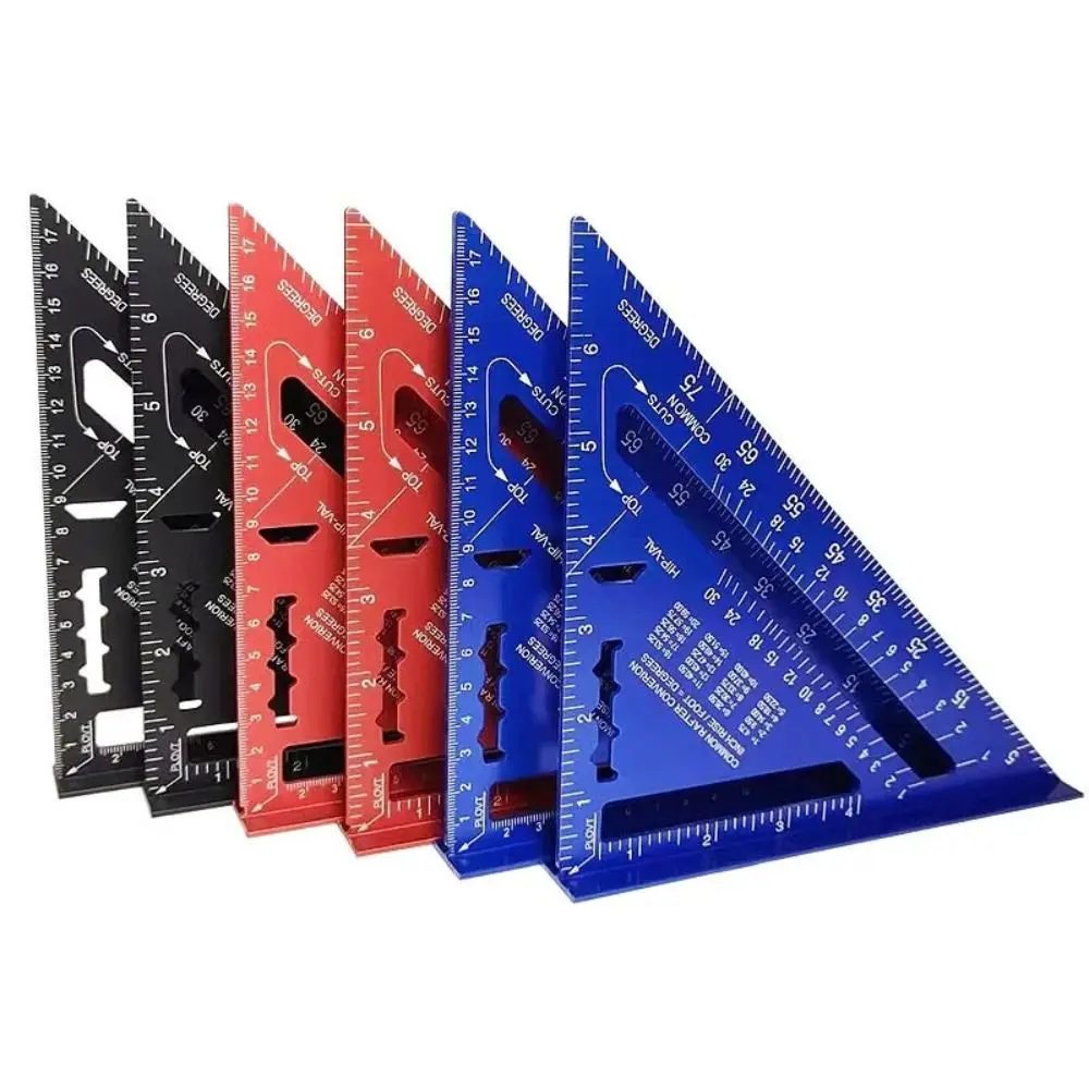 Aluminiumlegierung 7 Zoll Dreieckslineal Zoll metrisches Winkellineal Winkelmesser Quadratische Messung Mess- und Messwerkzeuge Präzision