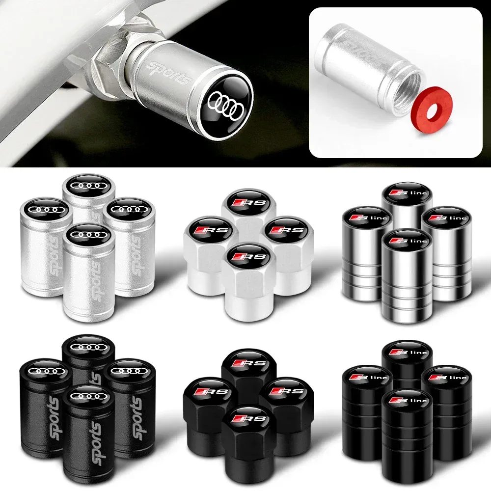 4 Stück 3D Aluminium Auto-Rad-Reifen-Luftventilkappen für Audi Sline A1 A2 A3 A4 A4L A5 A6 A7 A8 A8L TT Q1 Q2 Q3 Q4 Q5 Q6 Q7 Q8 B2