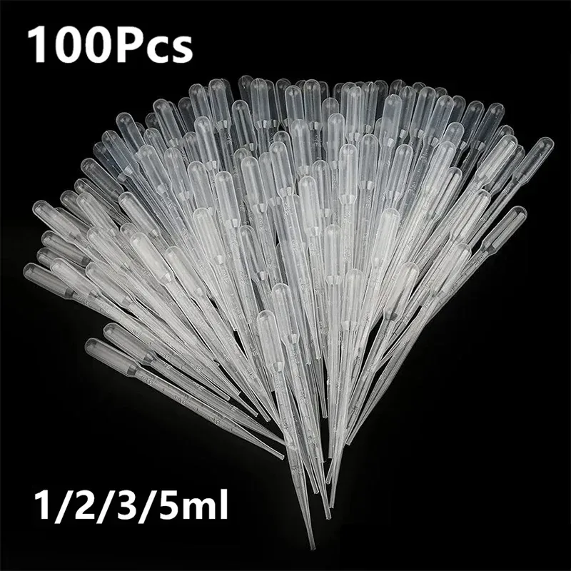 100 Teile/los Labor Pipette 1ml 2ml 3ml 5ml Kunststoff Einweg Messbehälter Flüssigkeit Dropper Ausrüstung stroh Make-Up-Tools