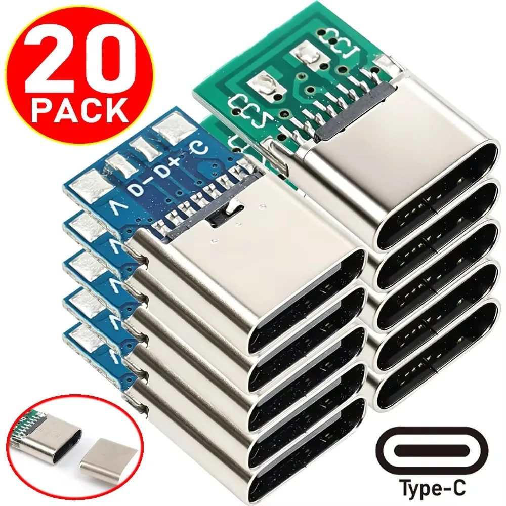 20/10/1 Stück USB 3.1 Typ-C-Steckverbinder 5/6-polig Buchse/Stecker Adapter zum Löten von Leitungen, unterstützt Leiterplatten, Großhandel