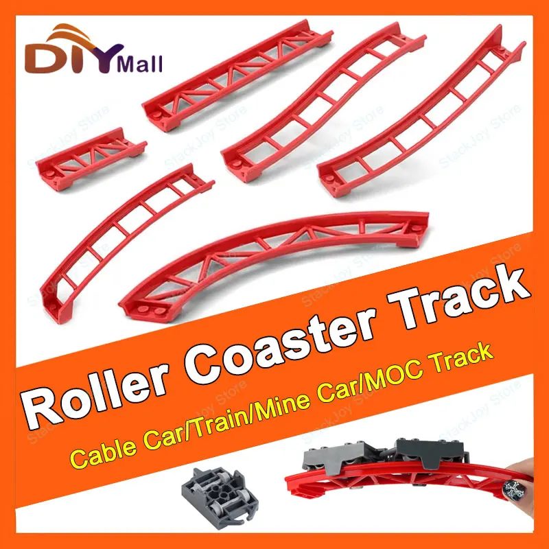 10PCS Achterbahn Track Schienen MOC Bausteine Kompatibel 26022/25059/25061/34738 Modell Eisenbahn Stadt Zug Technische Teile