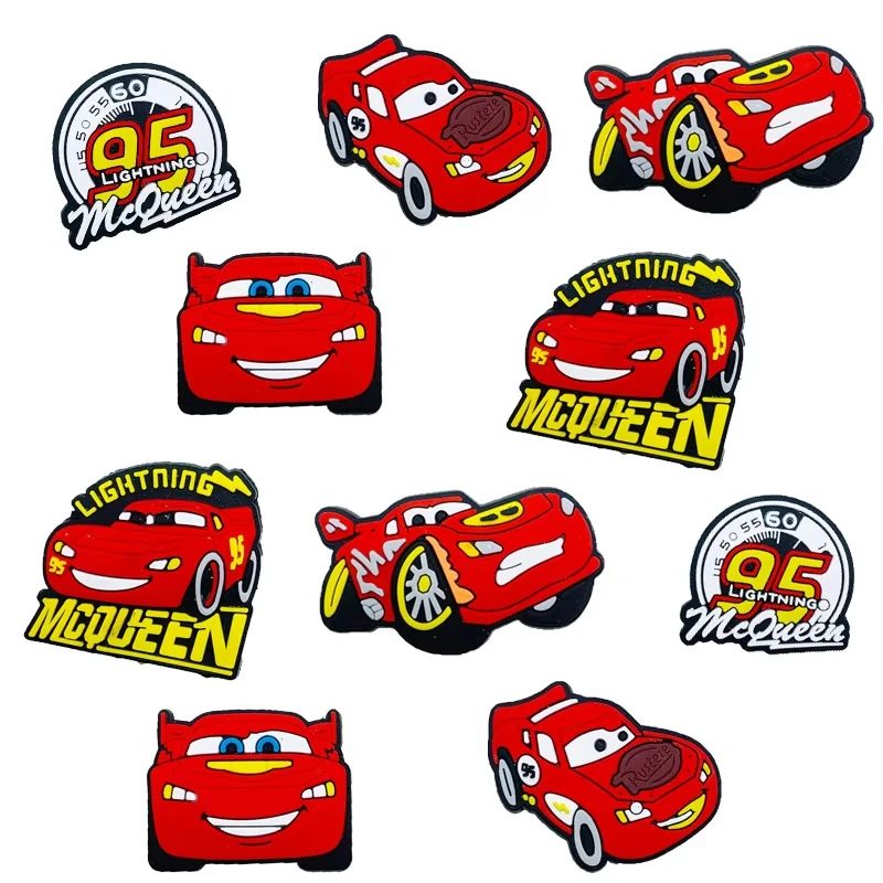10 Stück McQueen-Serie Schuh-Charms für Clogs, Cartoon-Schuh-Accessoires, Dekoration für Sandalen, Jungen, Mädchen, Partygeschenke