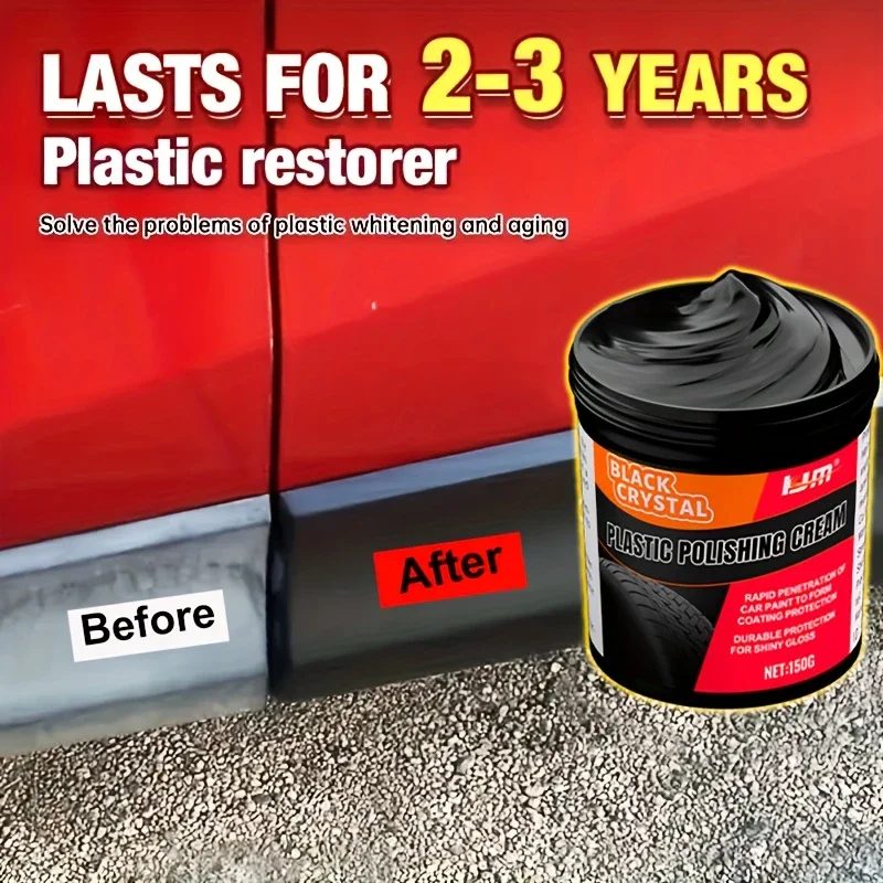150 g Kunststoff- und Gummi-Reparaturpaste ? schwarzer Kristalllack für Autokratzer, Reifenglanz und Innenverlängerung, Anti-Aging und Verblassen
