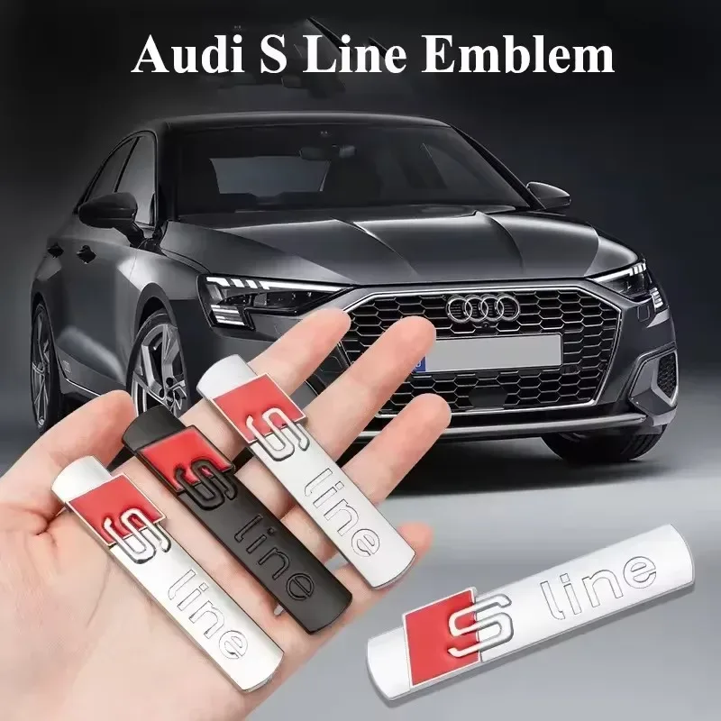 Für Audi A3 A4 A5 A6 A7 A8L Q3 Q4 Q5 Q6 Q7 Q8 TT S6 S7 RS5 RS7 3D Metall Auto-Styling S LINE Abzeichen Emblem Aufkleber Dekoration