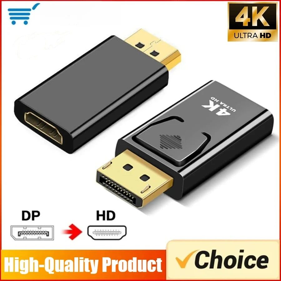 4K 30Hz DisplayPort zu HDMI Adapter DP Stecker auf HDMI Buchse Konverter Vergoldet Video-Audio-Synchronisation für Laptop PC HDTV Projektor