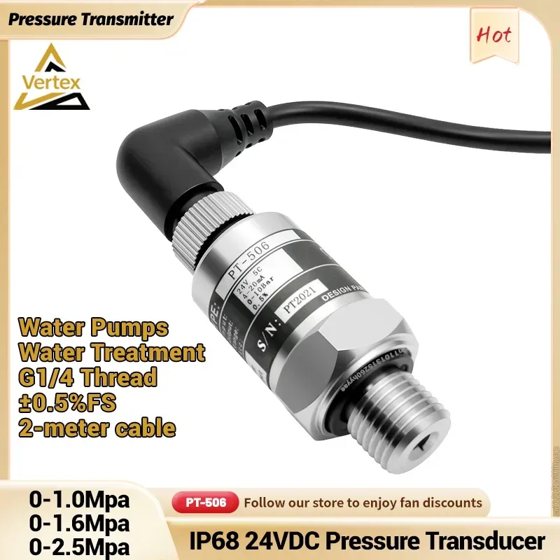 0,5 % FS Druckwandler 0-1/1,6/2,5 MPa IP68 PT506 Drucktransmitter Variable Frequenz Wasserpumpensensor DC24V G1/4 4-20 mA