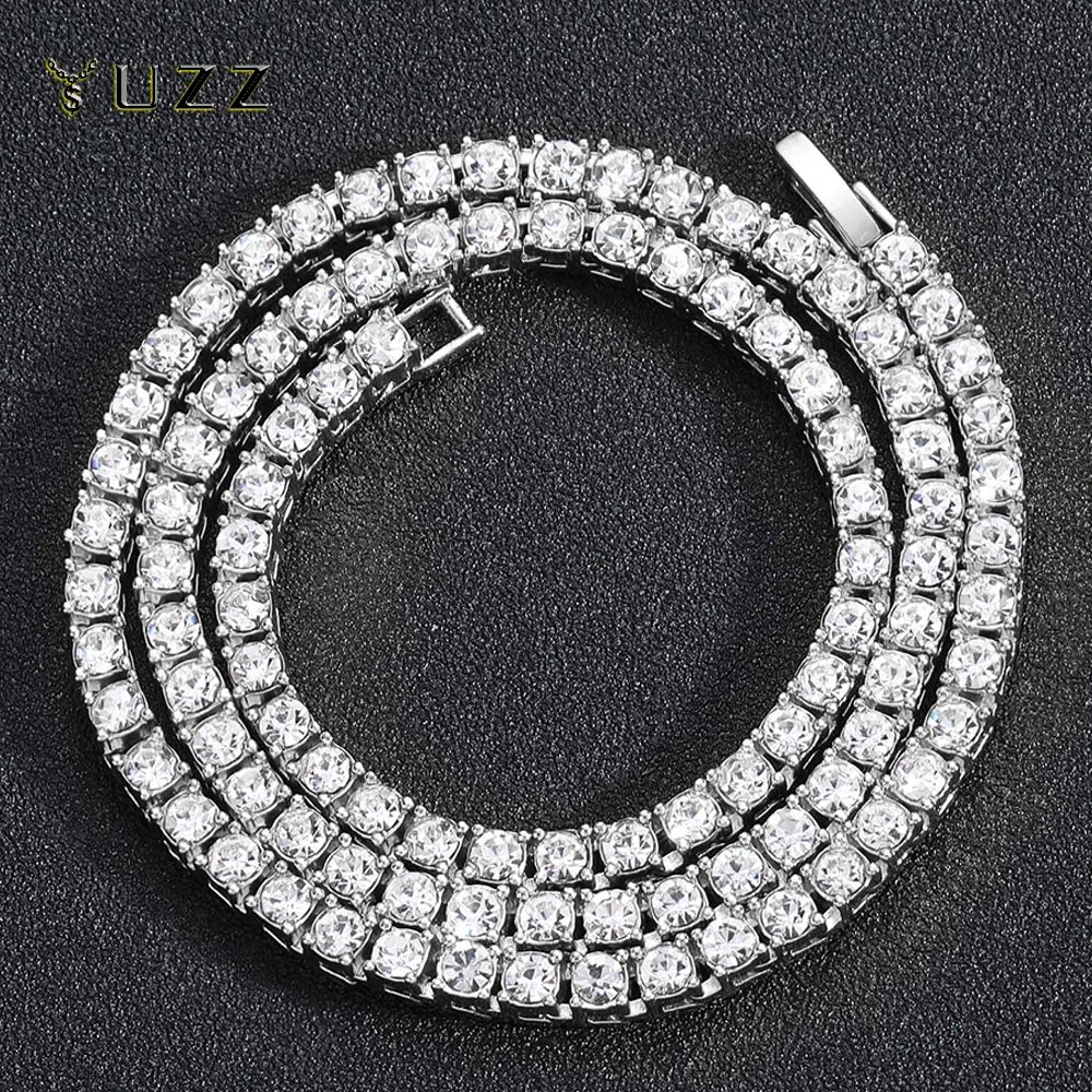 Hip Hop 5MM Tennis Kette Iced Out Armband Halskette Männer Mode Silber Farbe Tennis Schmuck Ketten Frauen 20 zoll halsband Punk Geschenk
