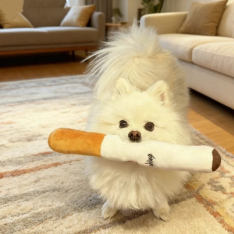 Lustiges Haustierspielzeug, Zigarre, großer Rauch, Plüsch, quietschendes Kauspielzeug für Hunde, interaktives Molar-Kauspielzeug, bissfest, künstliche Zigarette, Kauspielzeug für Hunde