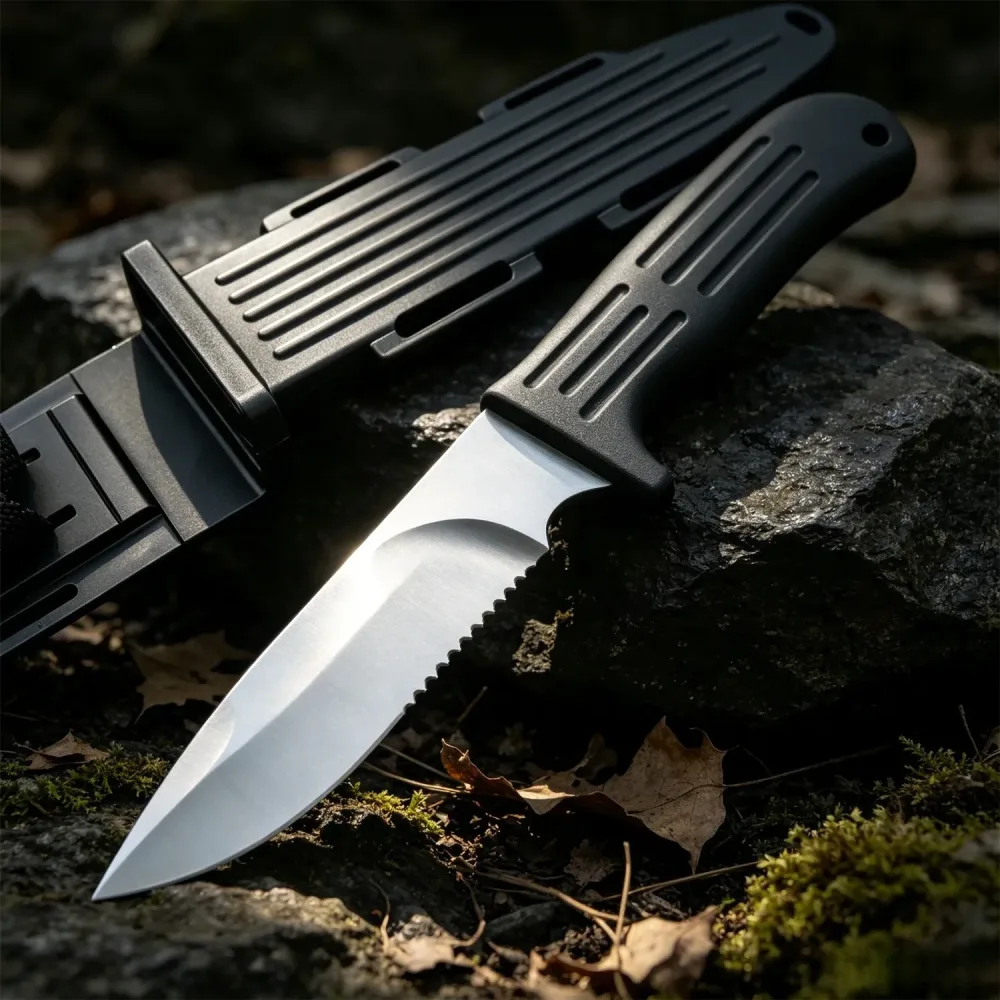 9Cr13MoV Vollstahl-Outdoor-Messer mit feststehender Klinge, robustem Nylongriff und langlebigem Design für den täglichen Outdoor- und Wandergebrauch