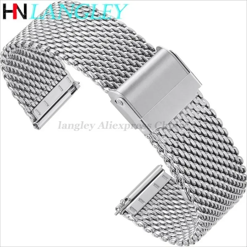 1,0 mm Milanese Mesh Armband Edelstahl Shark Mesh Uhrenarmband 18 mm 20 mm 22 mm 24 mm Schnellverschluss-Armbänder für Seiko-Gürtel