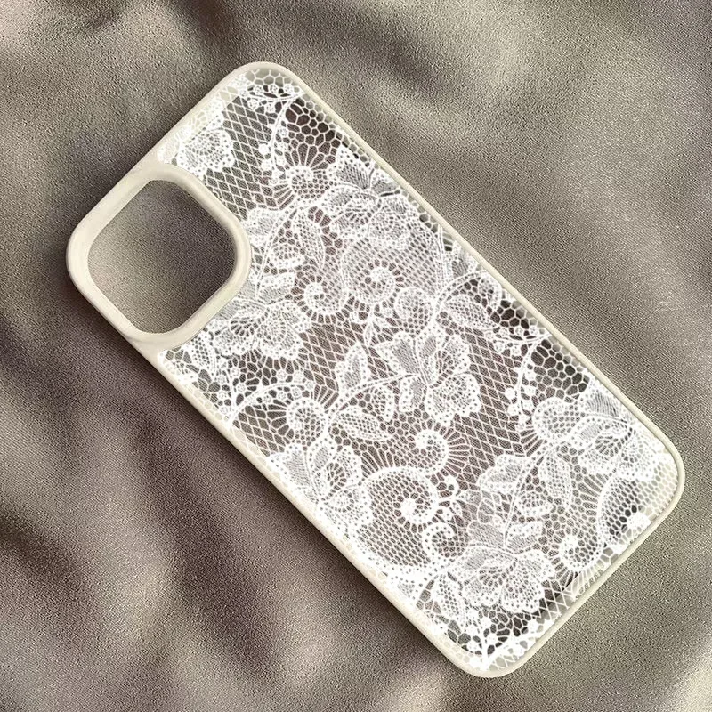 Vintage Weiße Spitzen-Blumen-Handyhülle für iPhone 18 Pro 17 16 15 14 13 11 12 13 Pro Max 16E Air X XR XS 7 8 Plus Schutzhülle