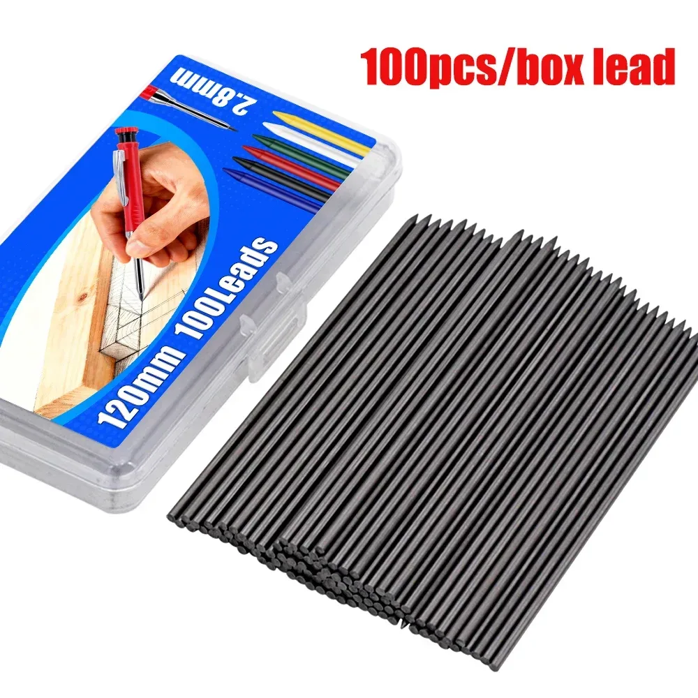 Neue Holzbearbeitungs-Druckbleistiftminen, 100 Stück/Box, 2,8 mm austauschbare schwarze Minen ? Markierungs- und Anreißwerkzeug für Architekten